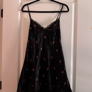 Elegant Black Floral Slip Dress